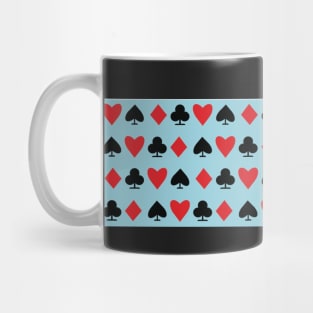 Playing Card Suits Striped All Over Poker Pattern on Blue Mug